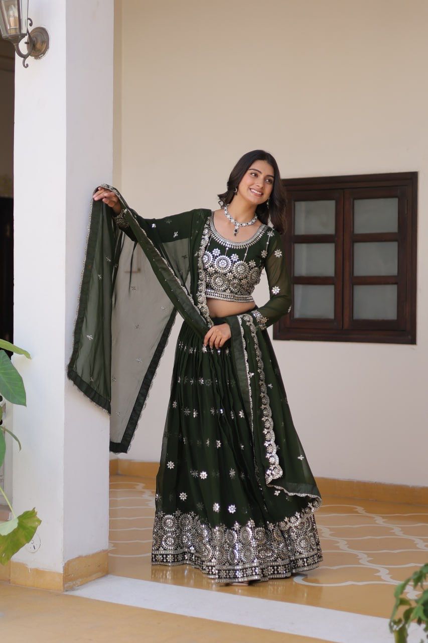 Lehenga en Georgette épaisse en renard