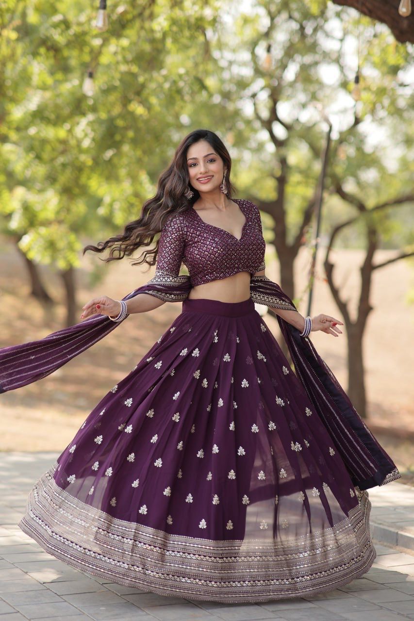 Lehenga with chunky sequins