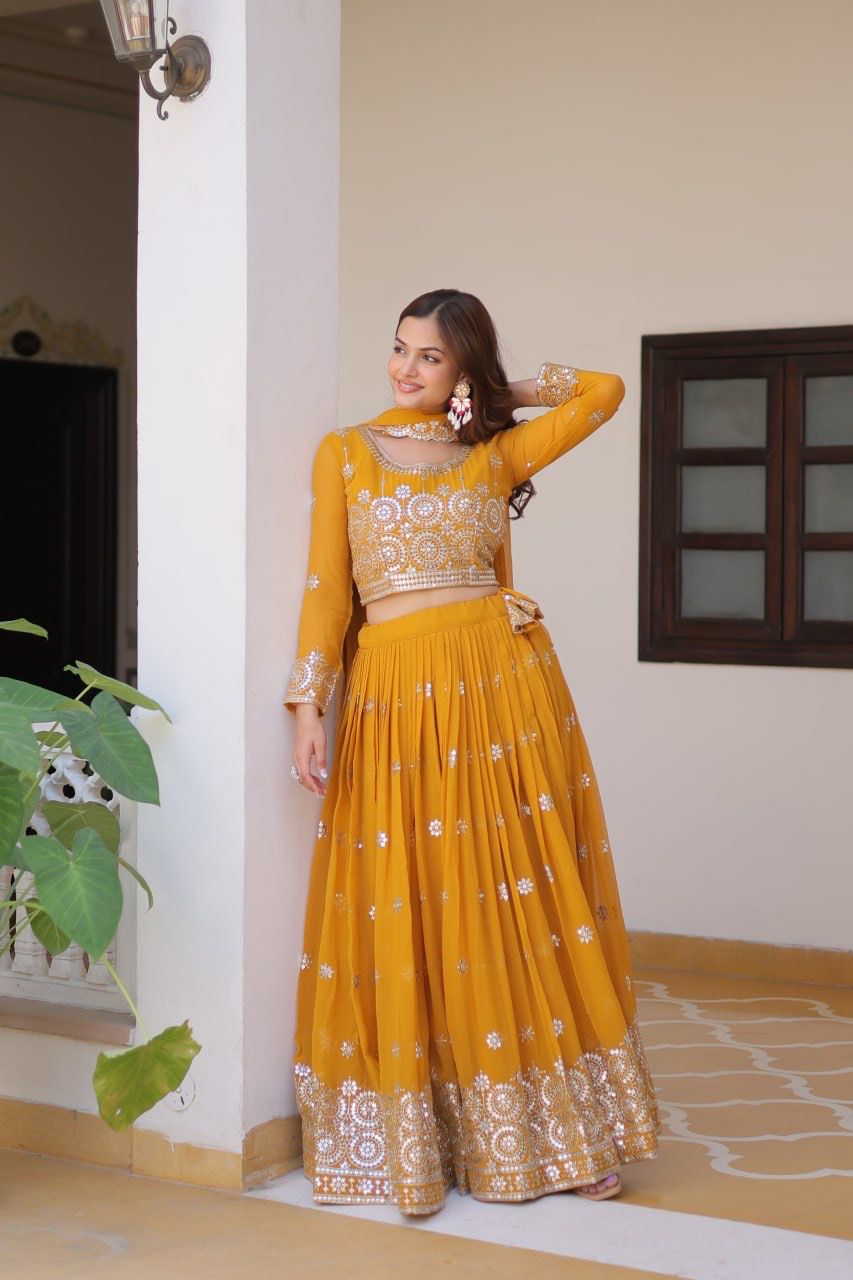 Lehenga en Georgette épaisse en renard