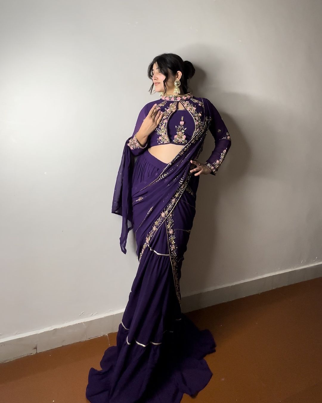Sari Lehenga en fausse Georgette