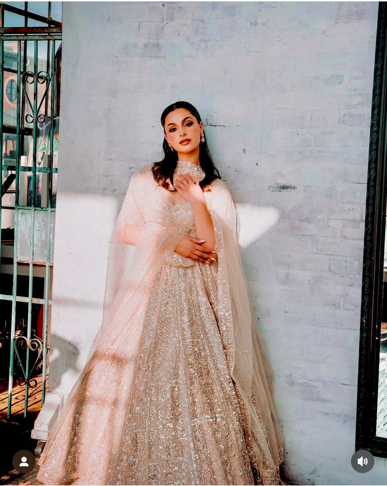 Lehenga en soie Kasturi