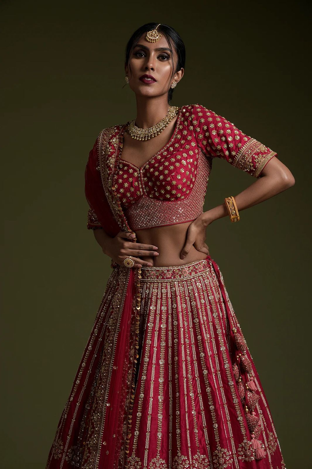 Lehenga en soie Rangoon