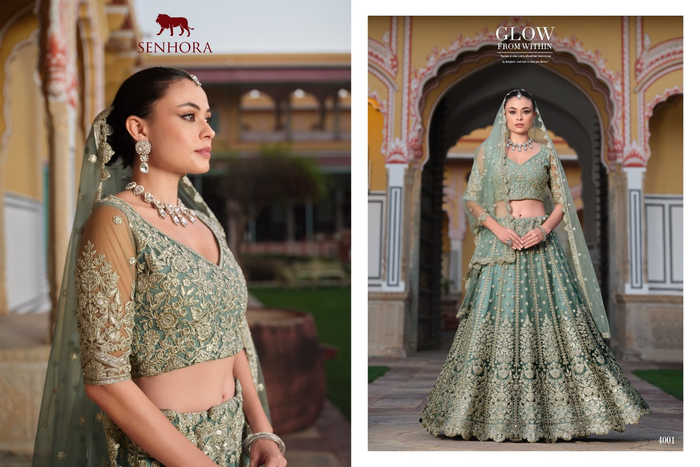 Lehenga orné d'une magnifique broderie losanges