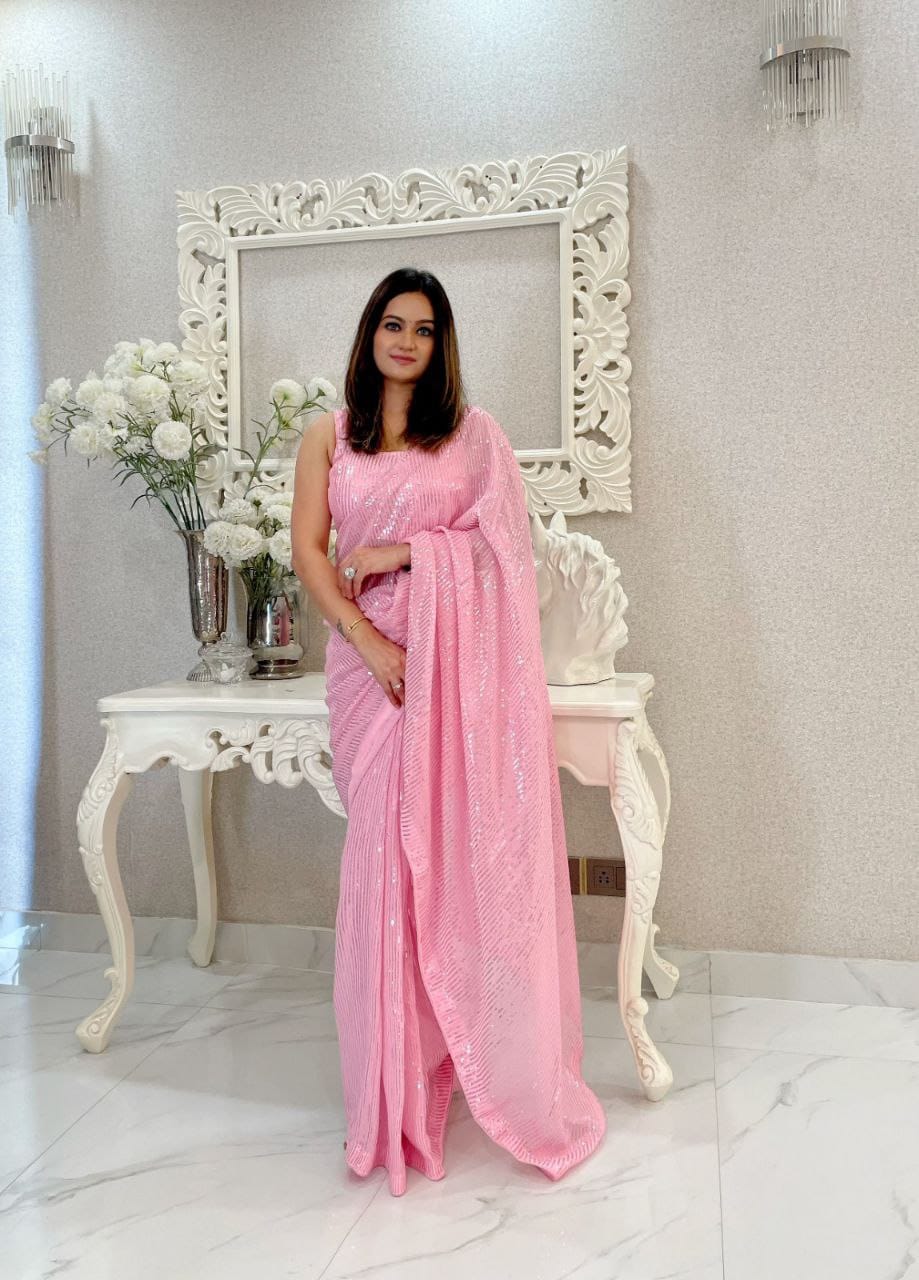 Sari en Georgette de qualité supérieure