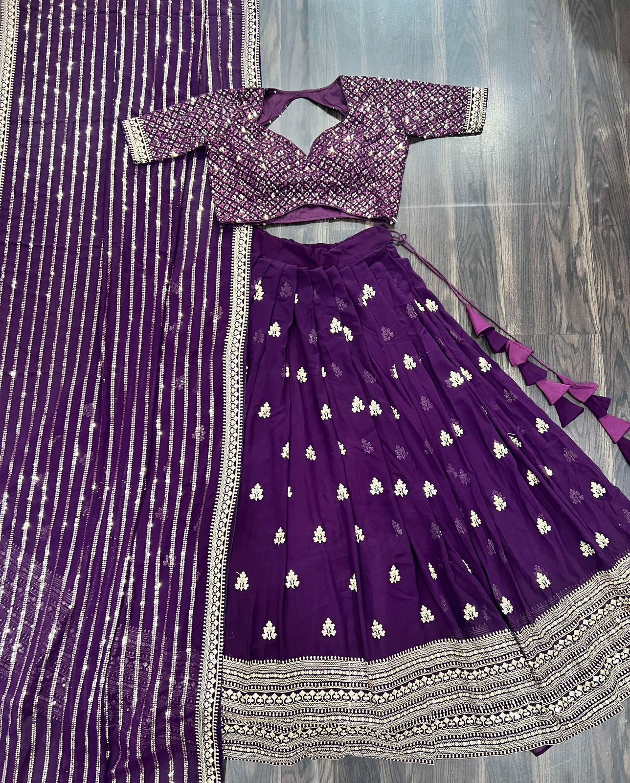 Lehenga with chunky sequins