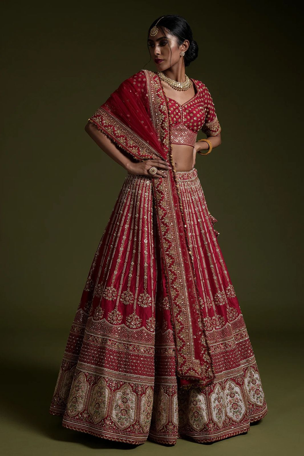 Lehenga en soie Rangoon