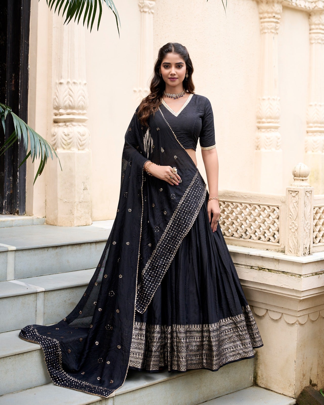 Lehenga en Chanderi pur