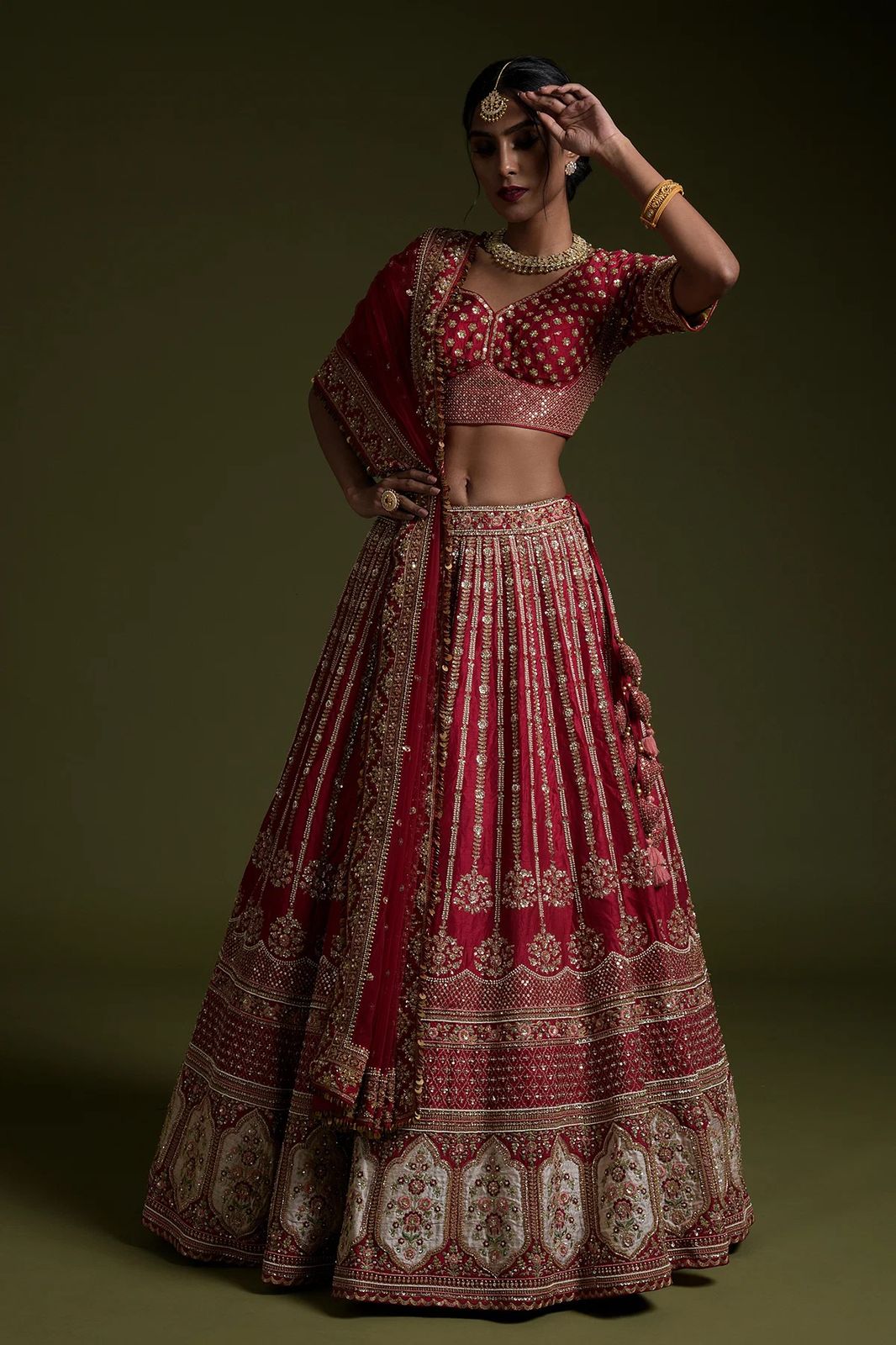 Lehenga en soie Rangoon