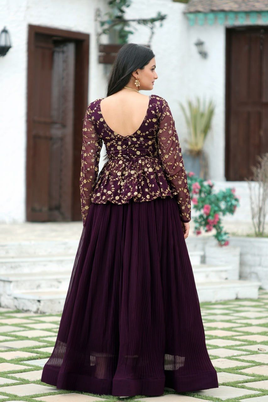 Lehenga avec plis écrasés
