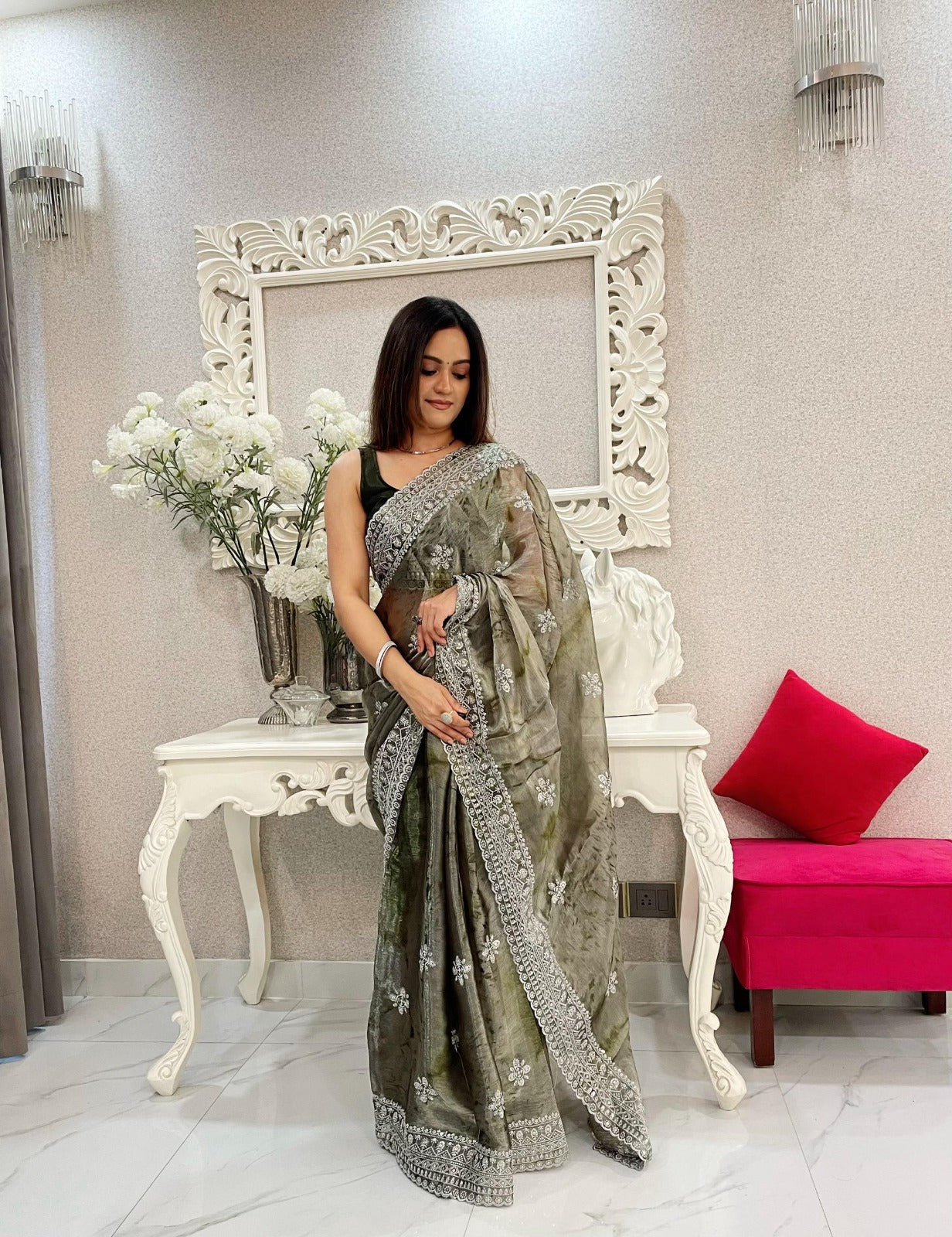 Sari in Burberry print