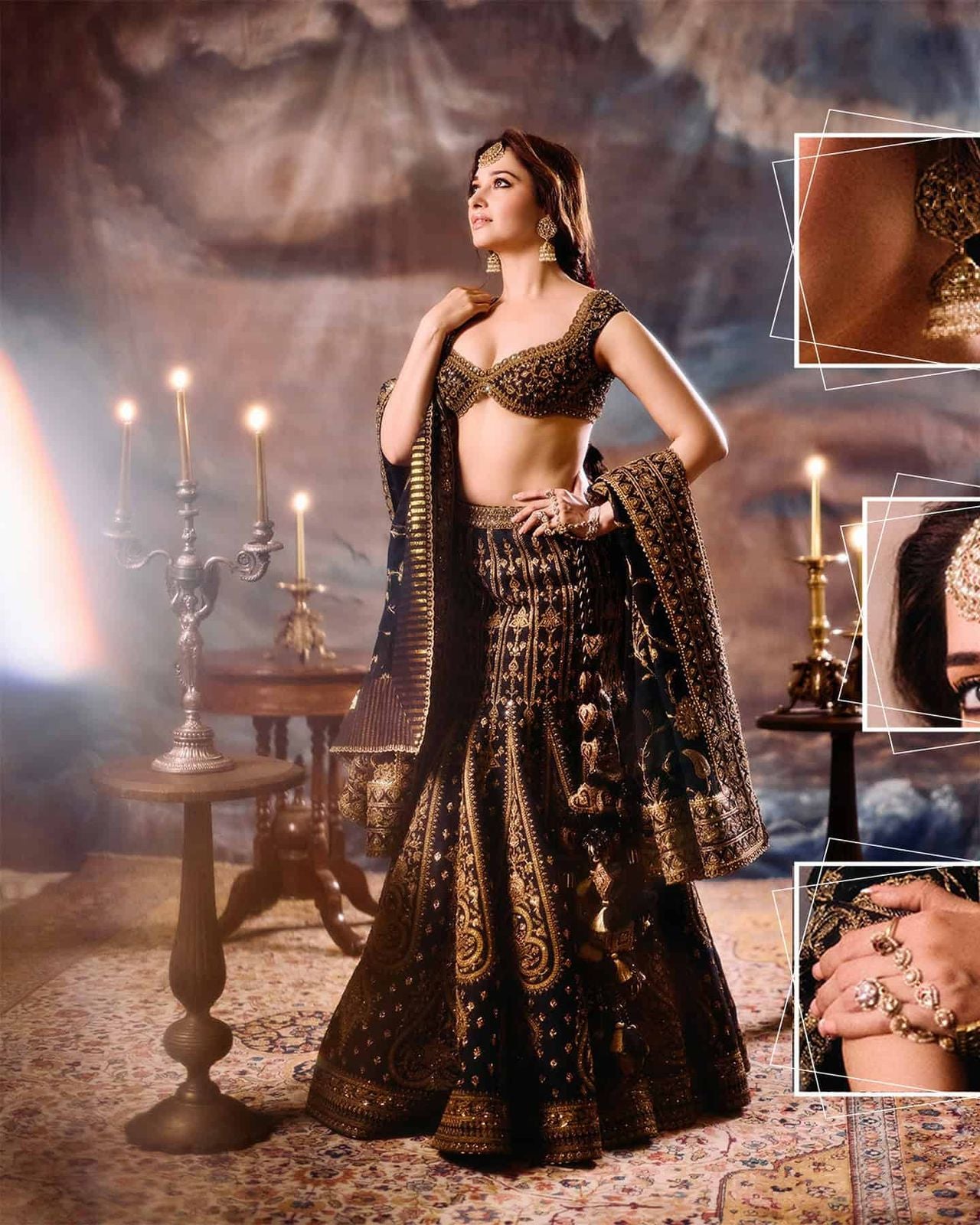 Lehenga en soie Jalpari avec broderie