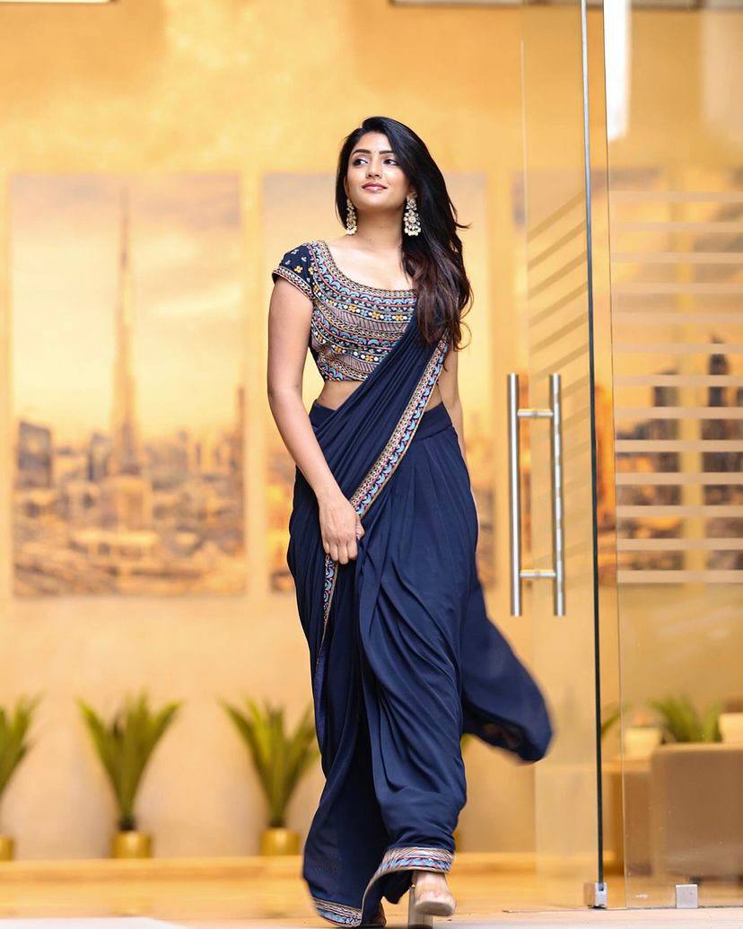 Sari avec un motifs de broderie Bollywood