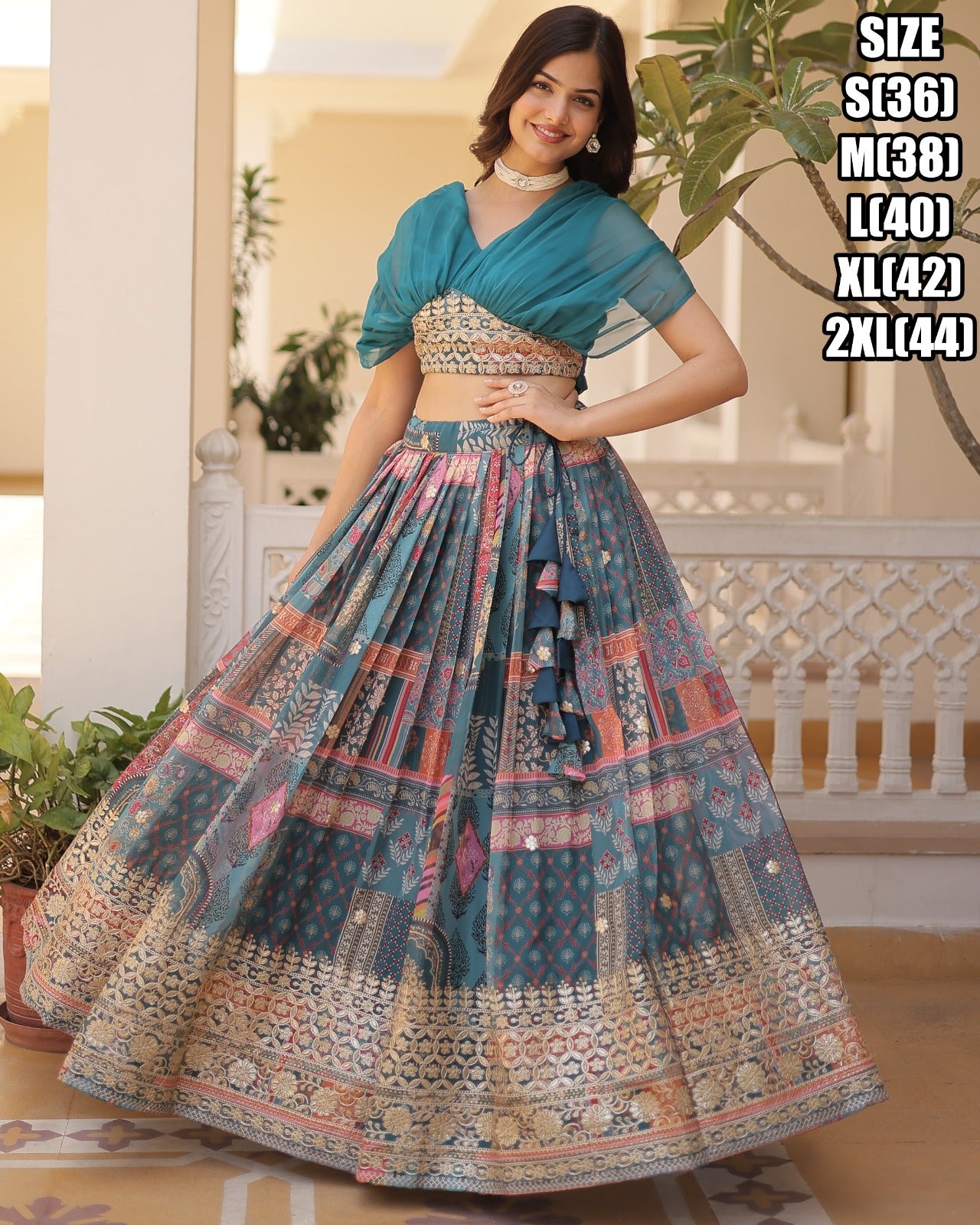 Lehenga en soie russe riche