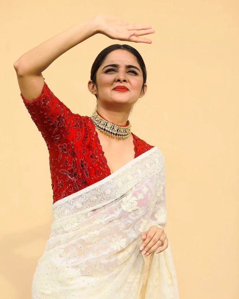Sari en Georgette fleurie