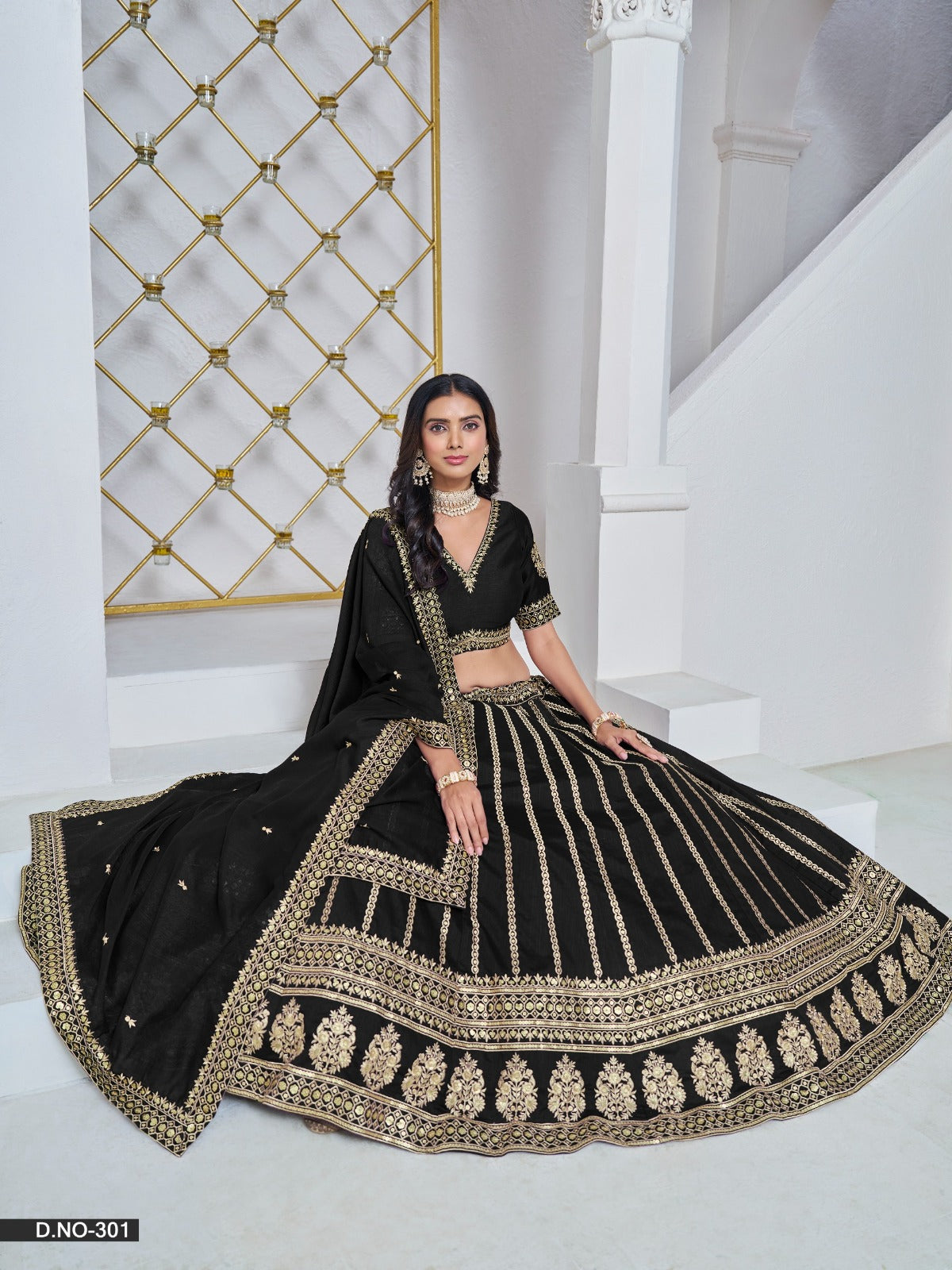 Lehenga en soie artisanale