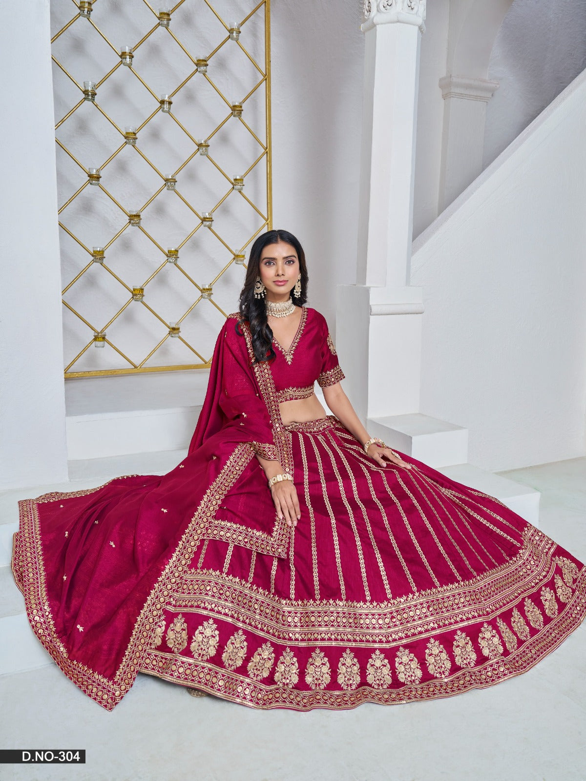 Lehenga en soie artisanale