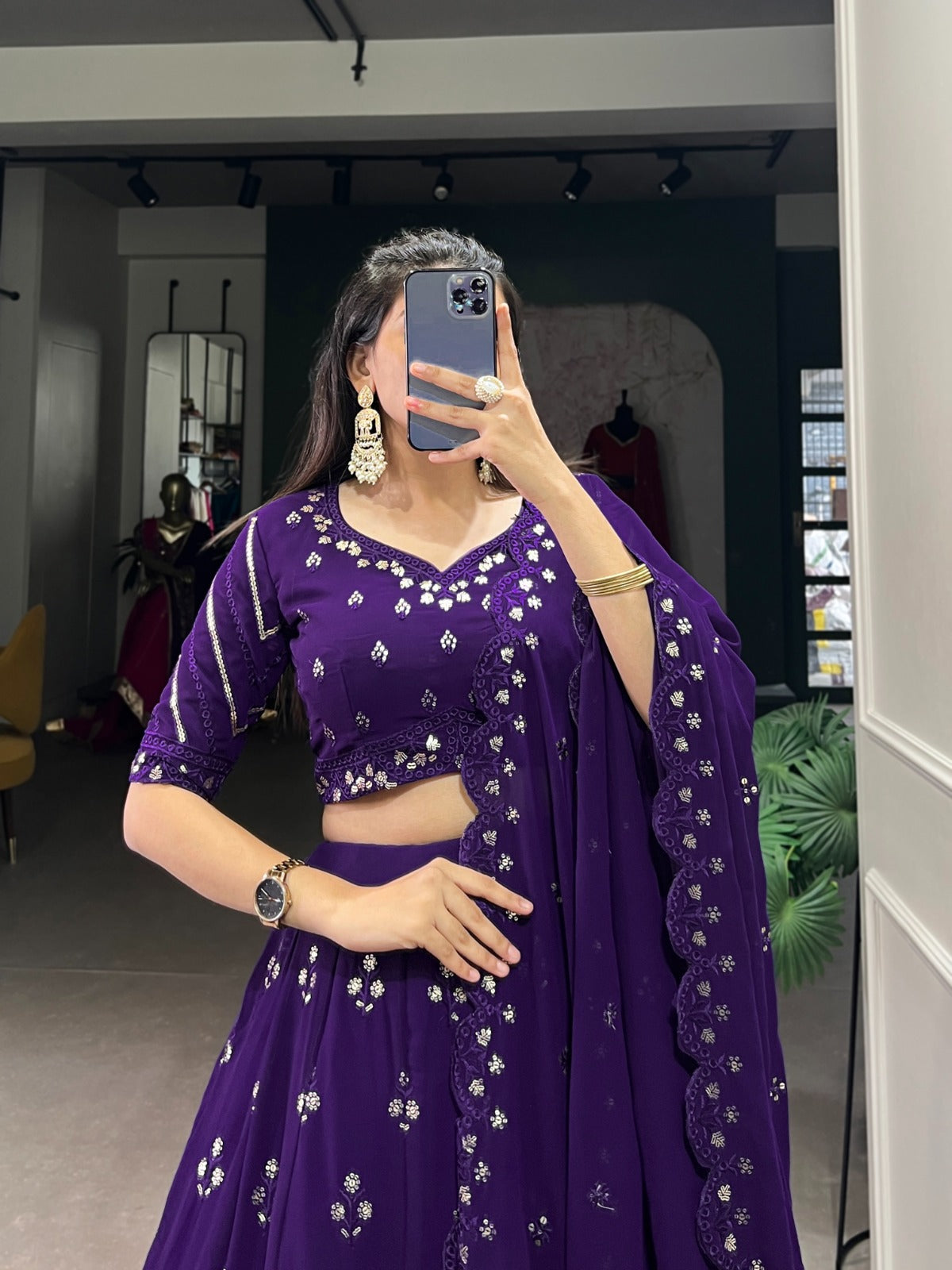 Georgette Lehenga with Sequins