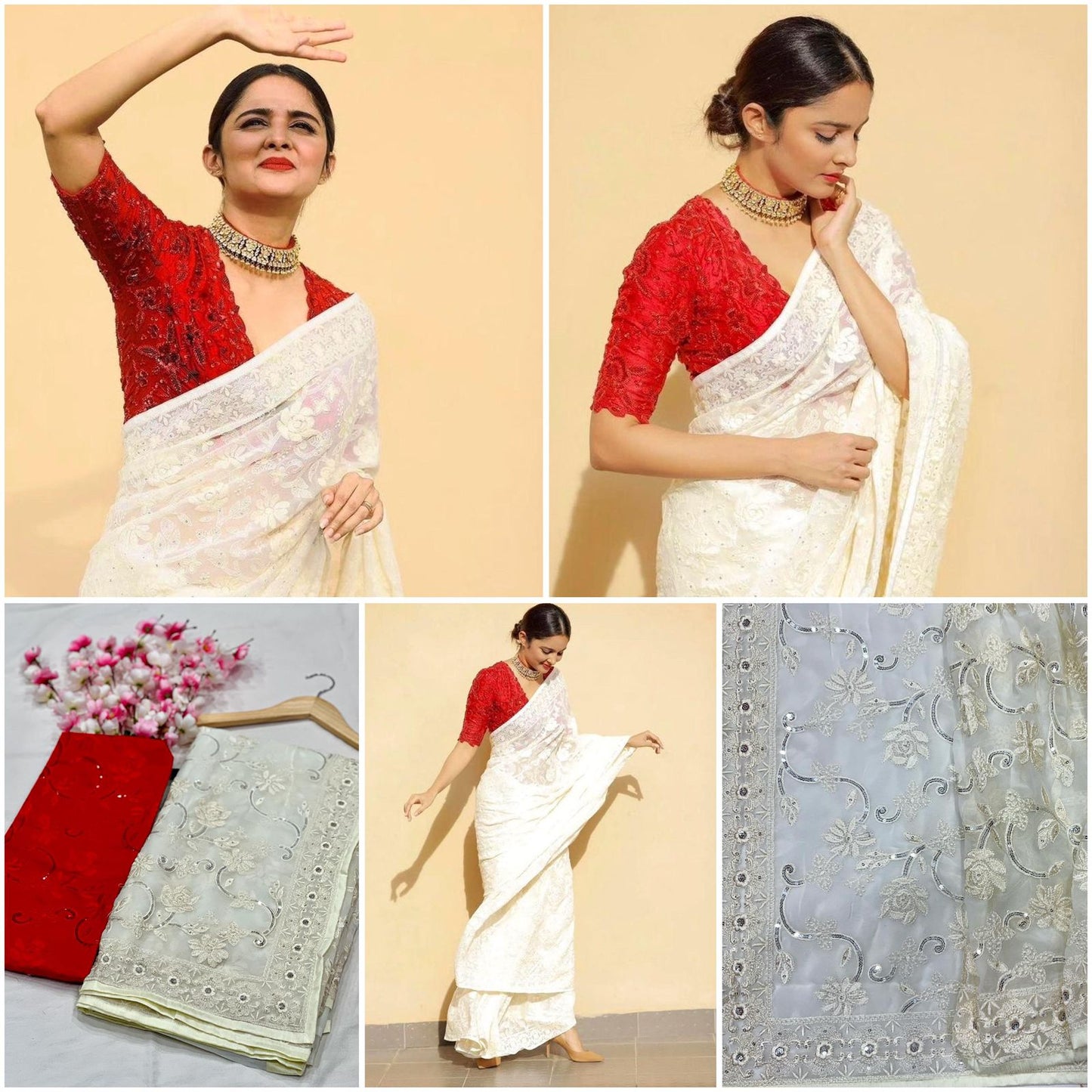 Sari en Georgette fleurie