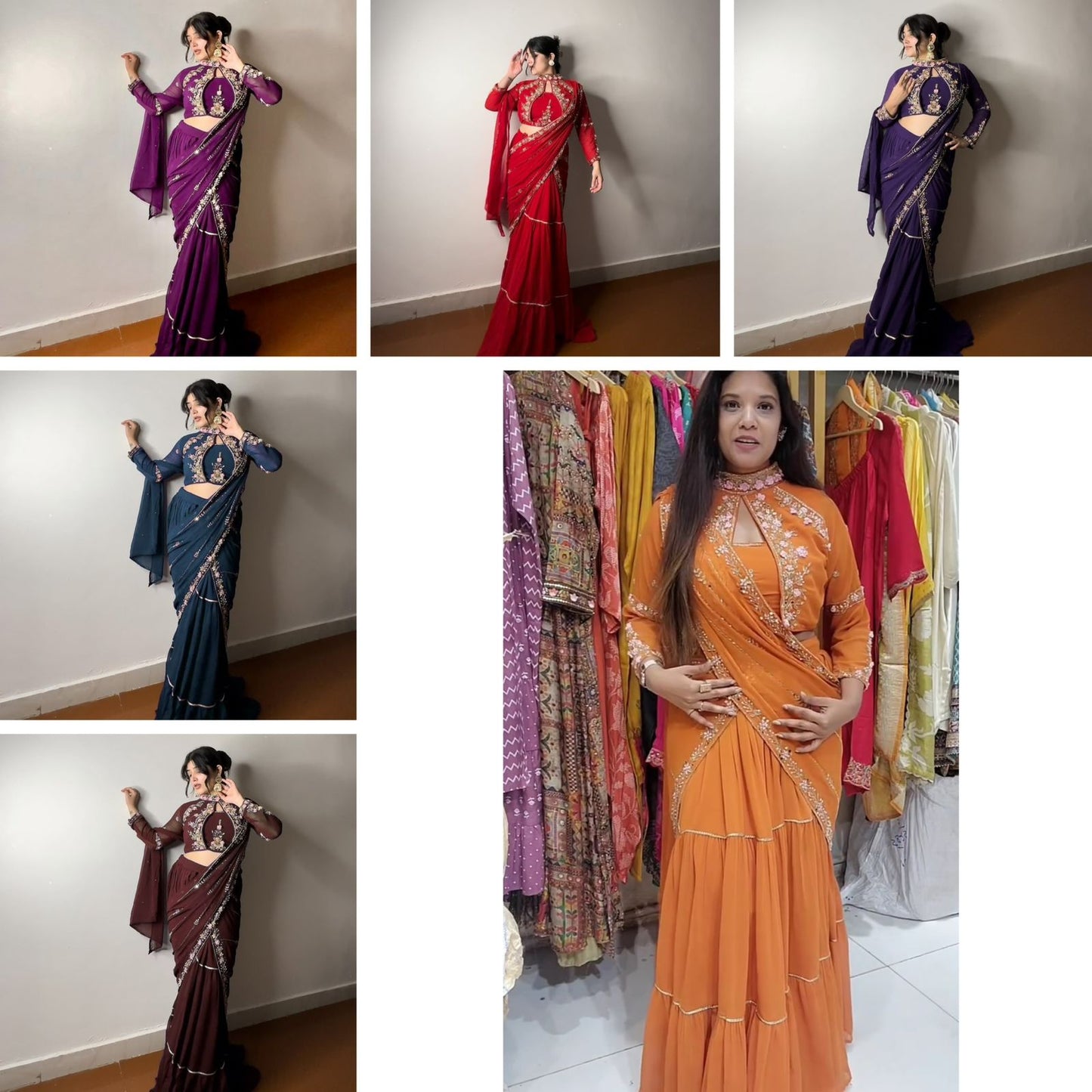 Sari Lehenga en fausse Georgette