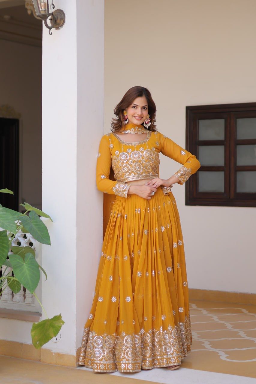 Lehenga en Georgette épaisse en renard
