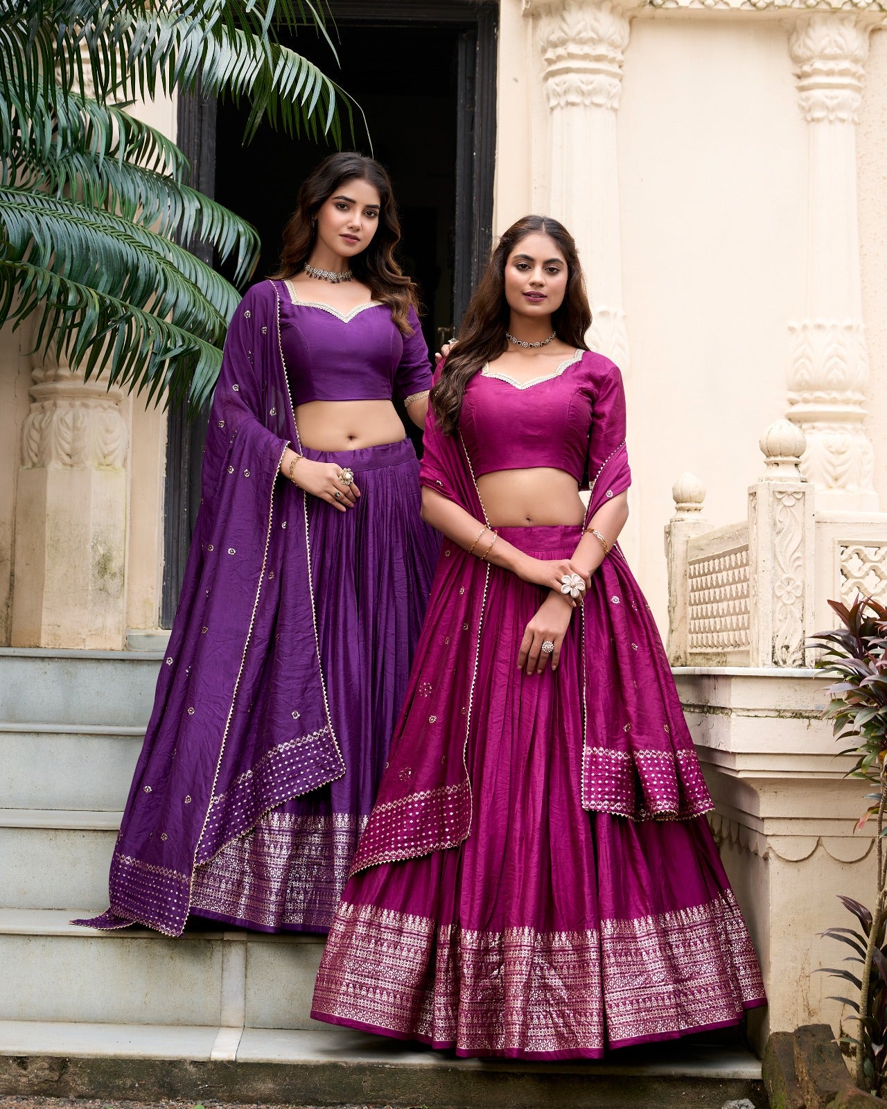 Lehenga en Chanderi pur