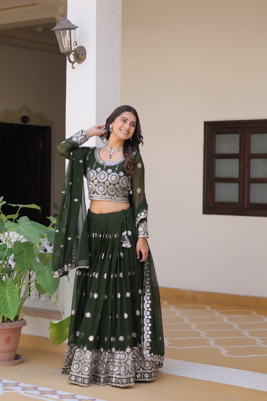 Lehenga en Georgette épaisse en renard
