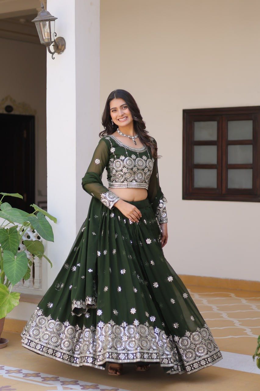 Lehenga en Georgette épaisse en renard