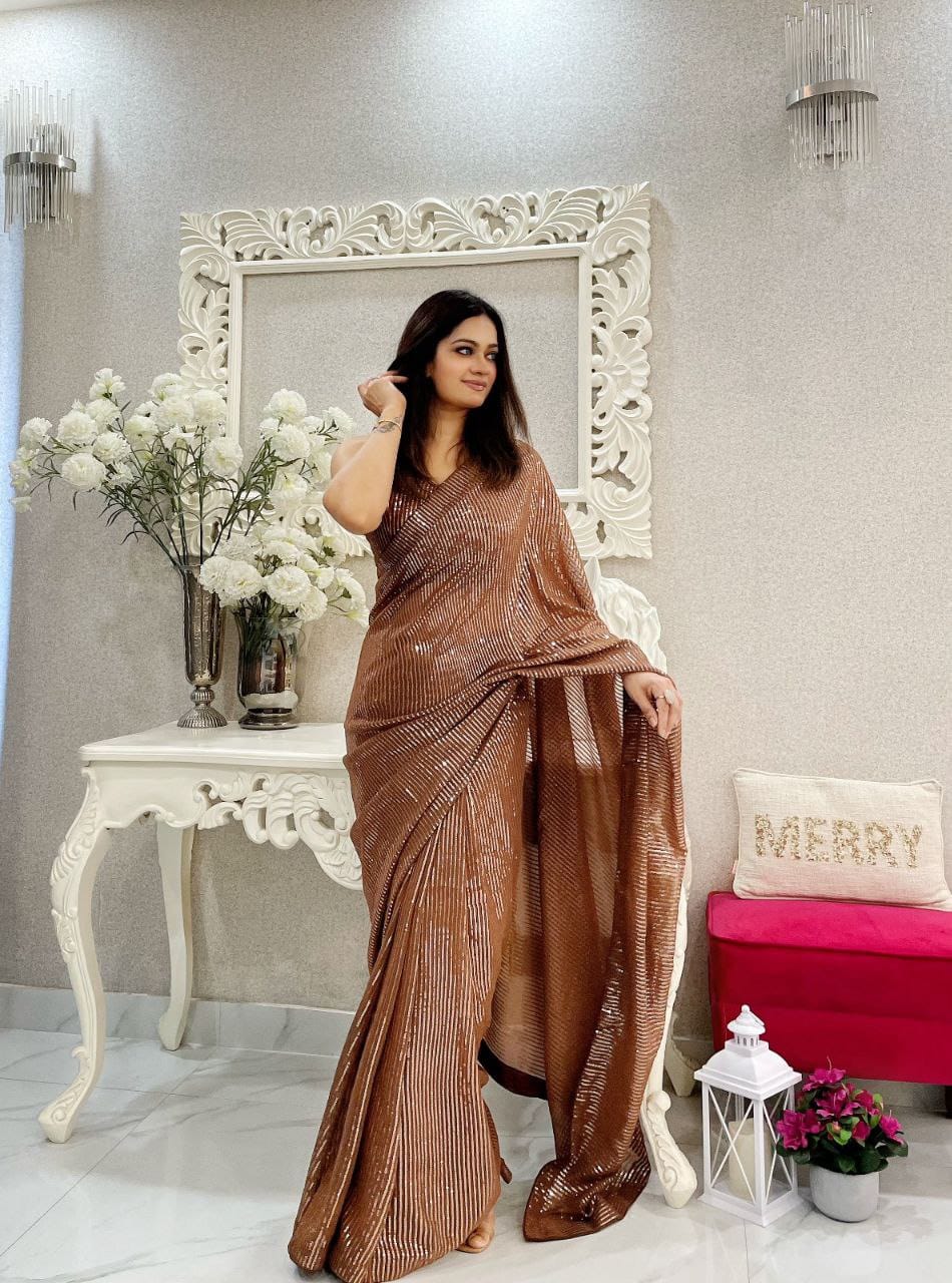 Sari en Georgette de qualité supérieure