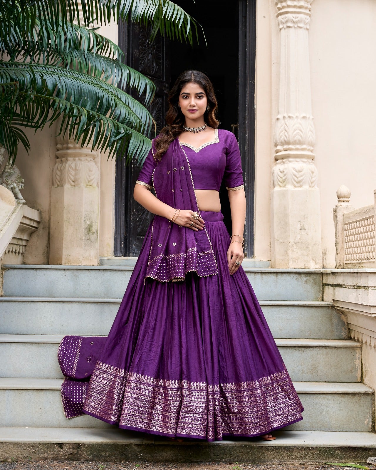 Lehenga en Chanderi pur