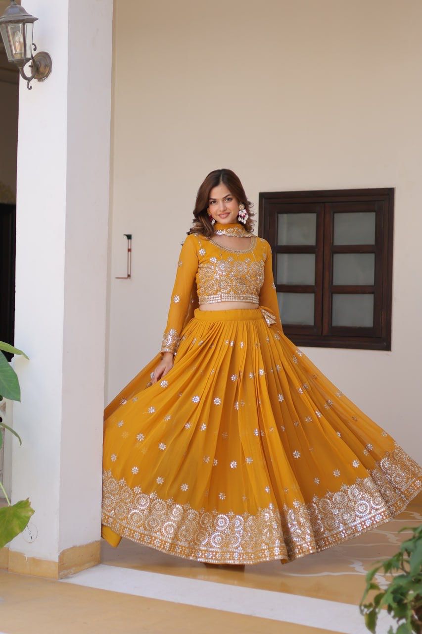 Lehenga en Georgette épaisse en renard
