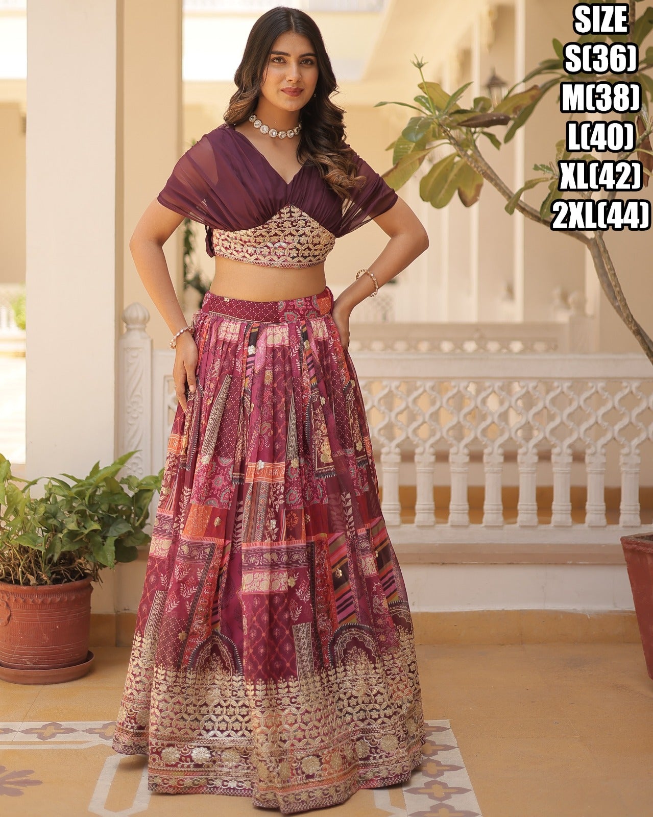 Lehenga en soie russe riche