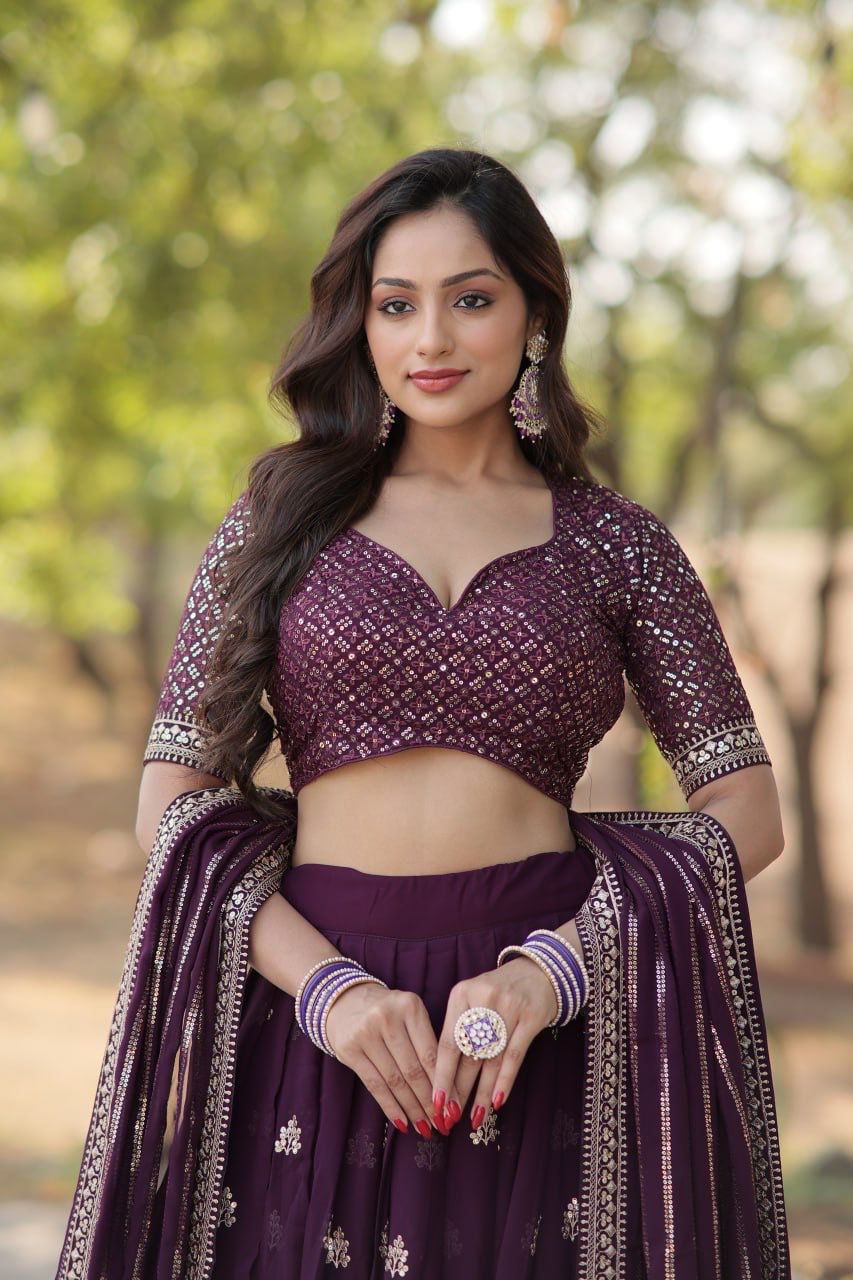 Lehenga with chunky sequins