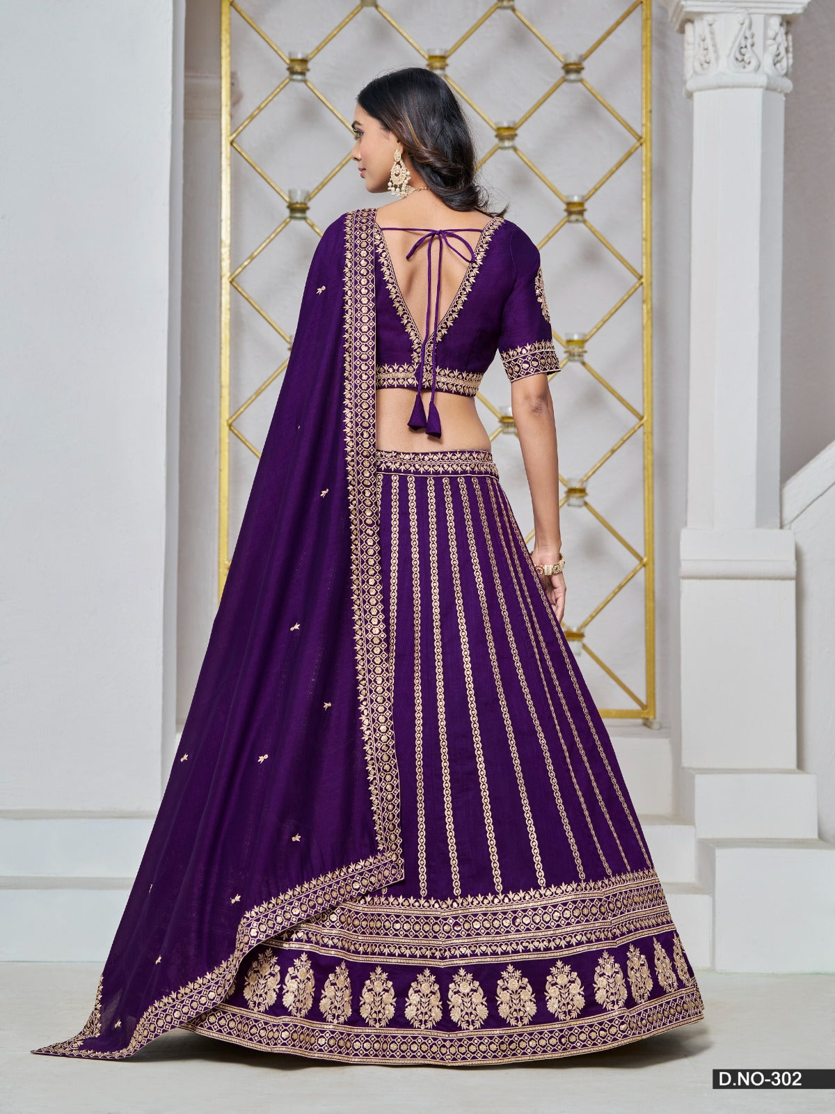 Lehenga en soie artisanale