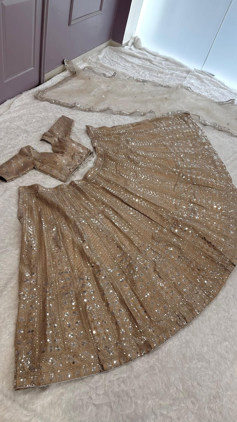 Lehenga en soie Kasturi