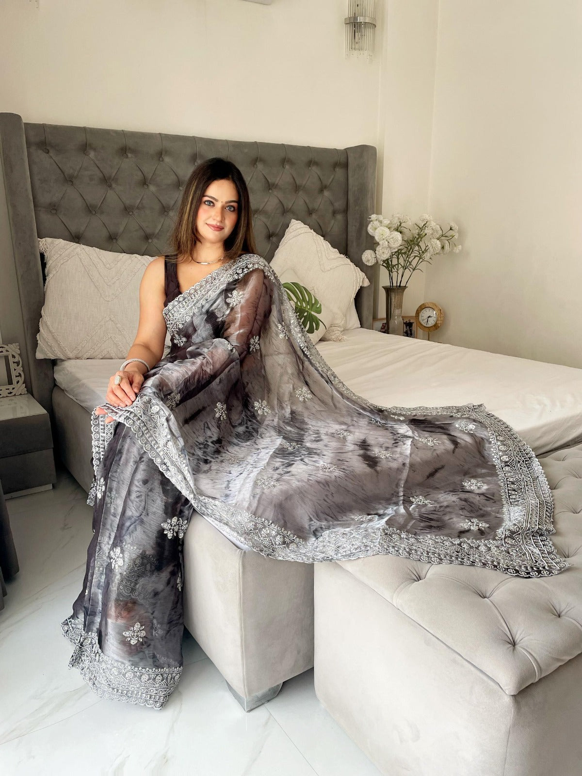 Sari in Burberry print