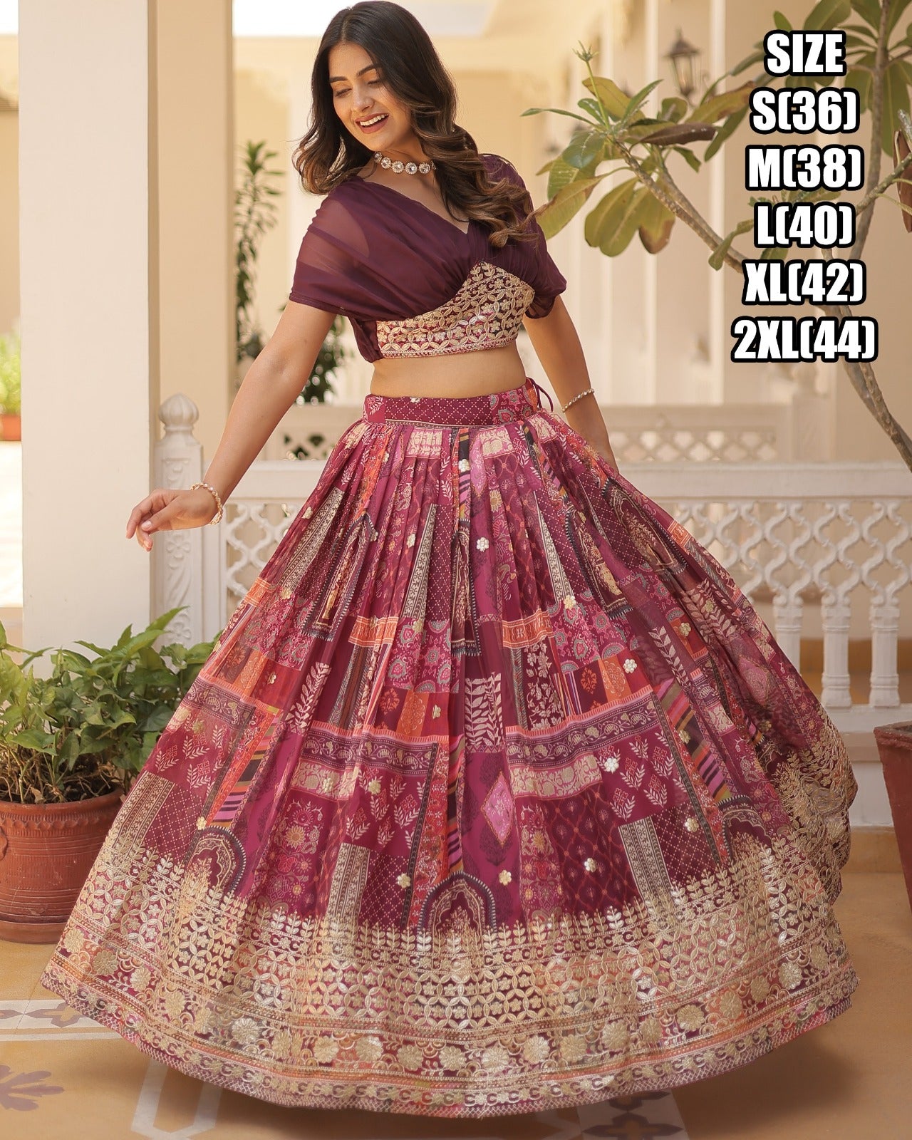 Lehenga en soie russe riche