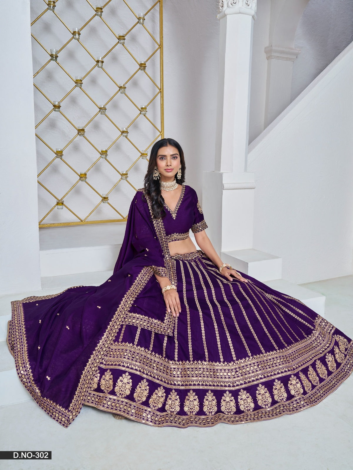 Lehenga en soie artisanale