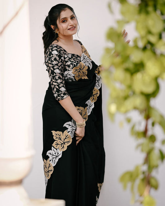 Sari en soi motif feuille