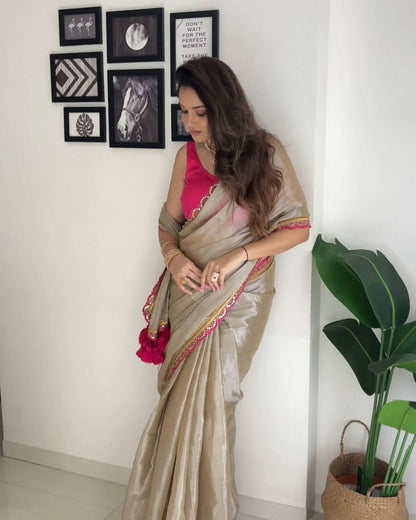 Sari with Penthar lace