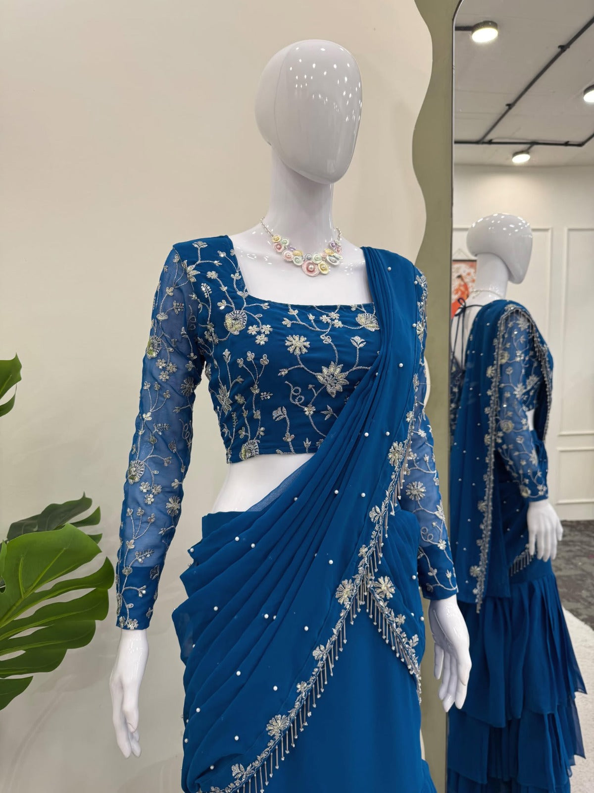 Sari Lehenga en Gorgette Foux