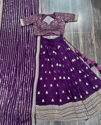 Lehenga with chunky sequins