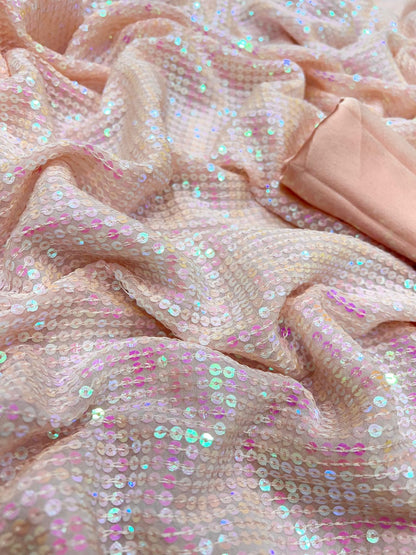 Sari en Georgette épaisse et brodé de paillettes