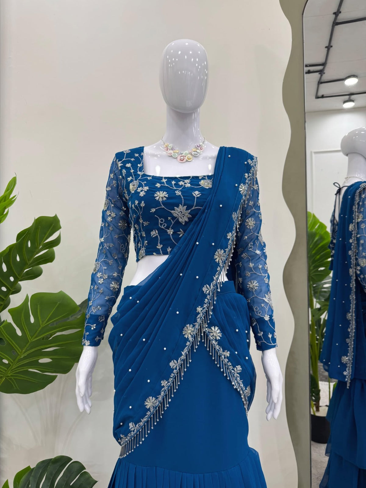 Sari Lehenga en Gorgette Foux