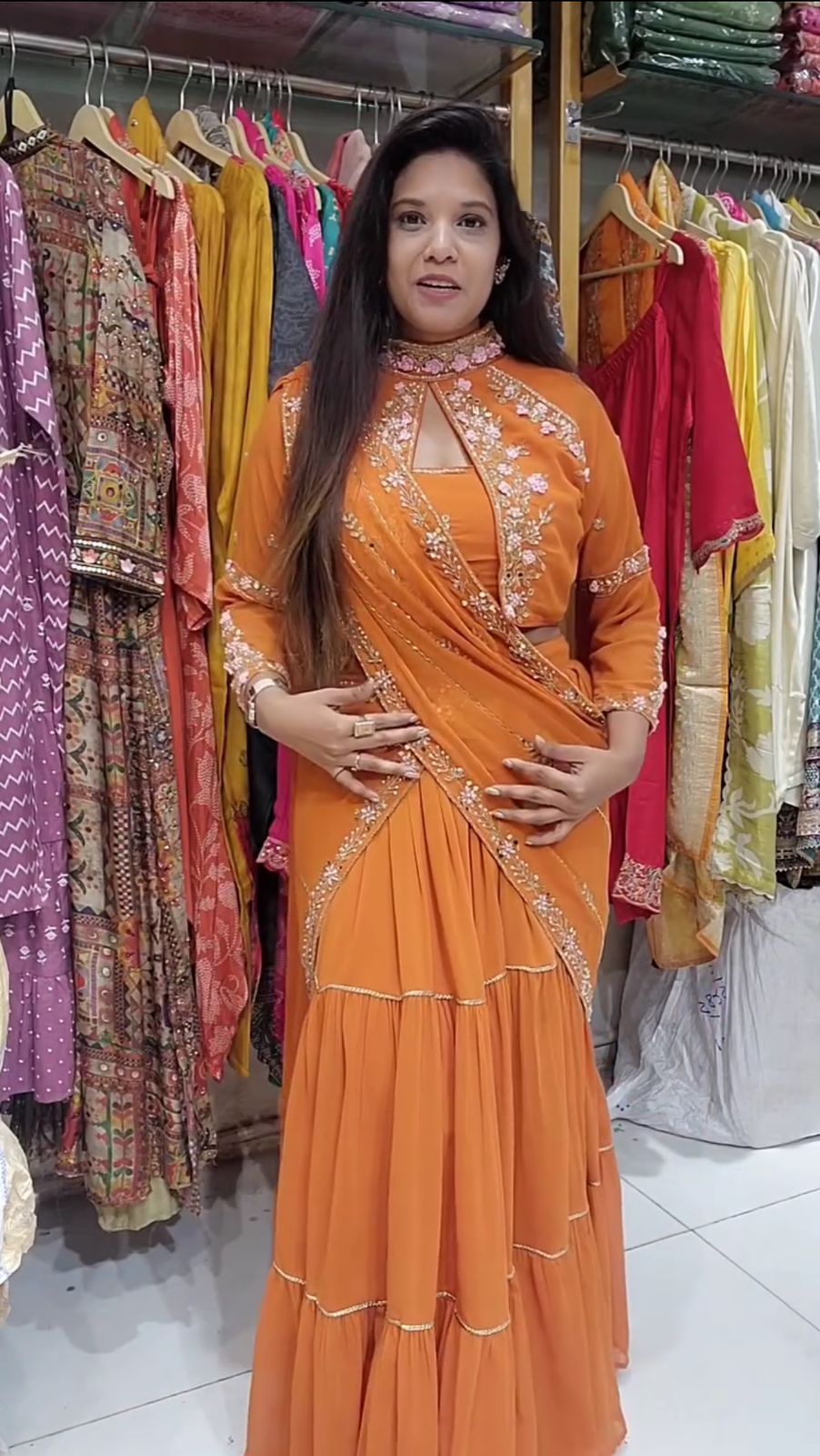 Sari Lehenga en fausse Georgette