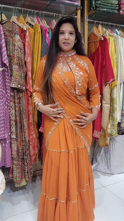 Sari Lehenga en fausse Georgette