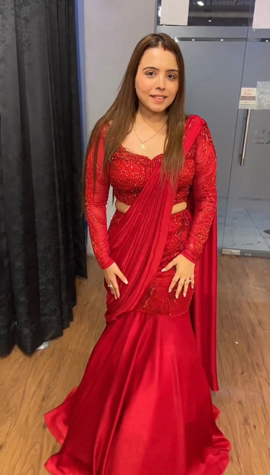 Sari Lehngha en soie de soirée