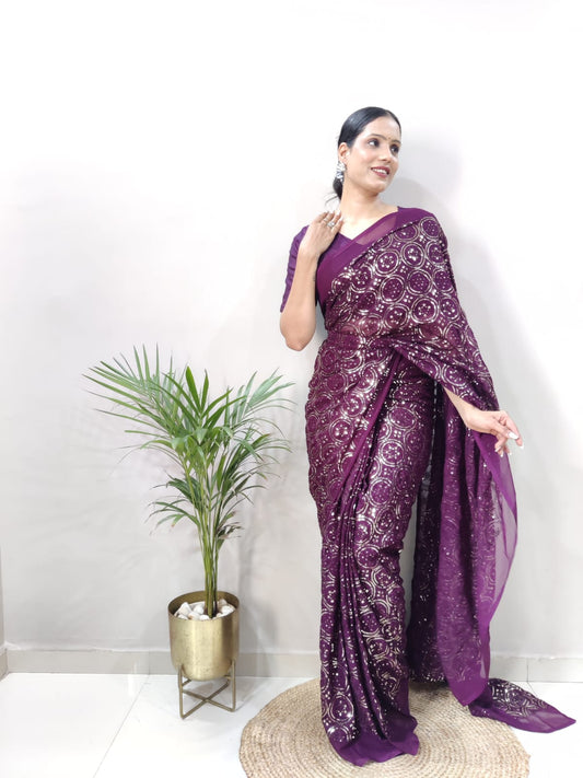 Sari en Georgette haut de gamme