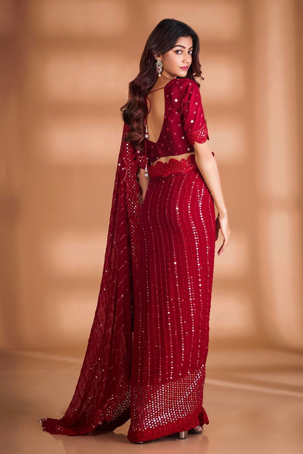 Sari en Georgette épais et sequin