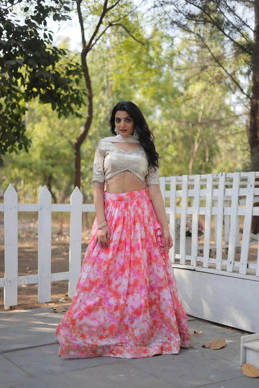 Faux Georgette Lehenga