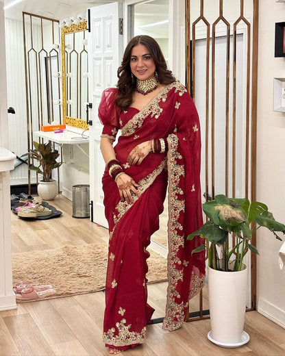 Sari brodé en georgette incontournable